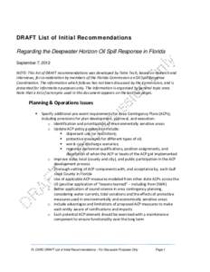 Microsoft Word - FL Commission on Oil Spill Response_Recommendations_List_DRAFT_Tt_090712.docx