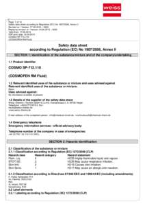 Page 1 of 14 Safety data sheet according to Regulation (EC) No, Annex II Revised on / Version:  Replaces revision of / Version:  Valid from: PDF print date: 