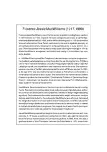 Florence Jessie MacWilliams[removed])