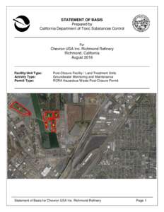 Statement of Basis Chevron Richmond Refinery post closure permit