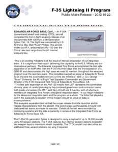 F-35 Lightning II Program Public Affairs Release – [removed]F[removed]A  C O M P L E T E S