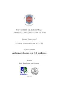 UNIVERSITÉ DE BORDEAUX 1 UNIVERSITÀ DEGLI STUDI DI MILANO Nikola Damjanović Erasmus Mundus Master ALGANT