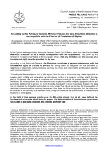 Court of Justice of the European Union PRESS RELEASE NoLuxembourg, 12 December 2013 Press and Information