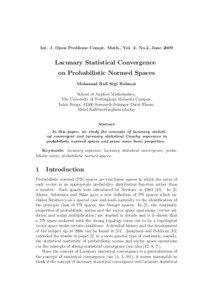 Int. J. Open Problems Compt. Math., Vol. 2, No.2, June[removed]Lacunary Statistical Convergence