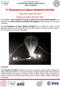 Padua / CubeSat / Bepicolombo / Giuseppe Colombo / Spaceflight / Rexus and Bexus / Suborbital spaceflight
