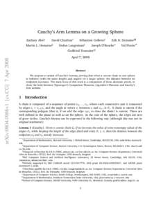Cauchy’s Arm Lemma on a Growing Sphere Zachary Abel∗ David Charlton†  Martin L. Demaine§