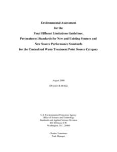 Environmental Assessment for Effluent Guidelines & Standards for the Centralized Waste Treatment Category - August 2000