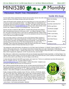 OFFICIAL NEWSLETTER OF THE MOTORING SOCIETY OF THE ROCKY MOUNTAIN REGION  MINI5280 MARCH 2011
