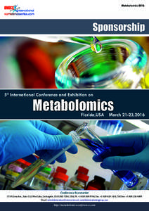 MetabolomicsSponsorship 5th International Conference and Exhibition on