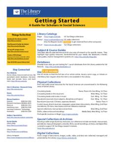 Getting Started  A Guide for Scholars in Social Sciences Things To Do First  Library Catalogs