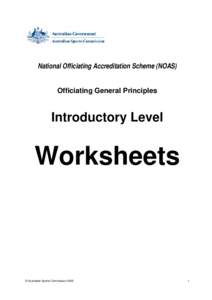 National Officiating Accreditation Scheme (NOAS)  Officiating General Principles Introductory Level