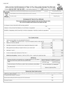 Revised[removed]19__ Application for Extension of Time to File Oklahoma Income Tax Return For the year[removed]-199