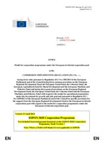 ESPON JWG Meeting 28 April 2014 Agenda Point 5.2 EUROPEAN COMMISSION