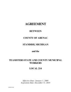 AGREEMENT BETWEEN COUNTY OF ARENAC STANDISH, MICHIGAN and the