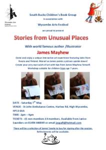 South Bucks Children’s Book Group in association with Wycombe Arts Festival are proud to present