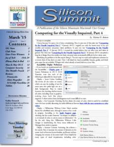 A Publication of the Silicon Mountain Macintosh User Group Colorado Springs Metro Area March ’15 Volume 31