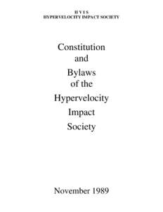 HVIS HYPERVELOCITY IMPACT SOCIETY Constitution and Bylaws
