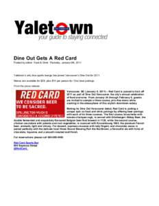 Red Card Sports Resto and Bar joins Dine Out Vancouver in 2011. | Yaletown Condos, Restaurants, and Shopping