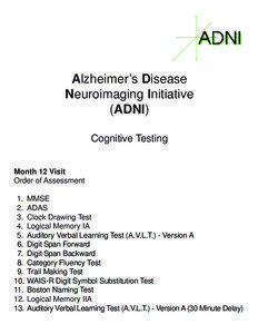 ADNI M12 Cog Testing Worksheets.pmd