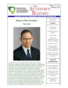Report of the President Mark Taylor INSIDE Features Report of the