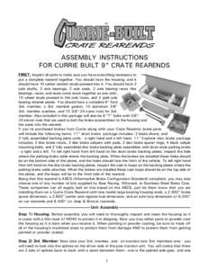 ASSEMBLY INSTRUCTIONS FOR CURRIE BUILT 9” CRATE REARENDS FIRST: Inspect all parts to make sure you have everything necessary to put a complete rearend together. You should have the housing, and it should have 10 center