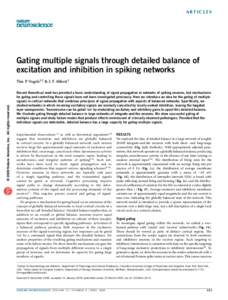ARTICLES  Gating multiple signals through detailed balance of excitation and inhibition in spiking networks  © 2009 Nature America, Inc. All rights reserved.