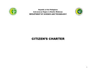Republic of the Philippines Autonomous Region in Muslim Mindanao DEPARTMENT OF SCIENCE AND TECHNOLOGY  CITIZEN’S CHARTER