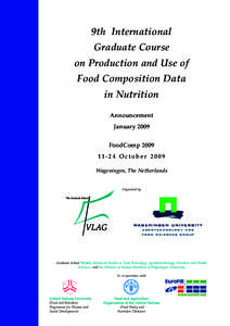 9th International Graduate Course on Production and Use of Food Composition Data in Nutrition Announcement