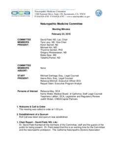 Naturopathic Medicine Committee - Meeting Minutes - February 23, 2015