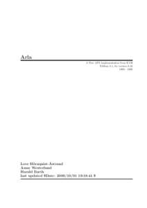 Arla A Free AFS implementation from KTH Edition 0.1, for version[removed]  Love H¨