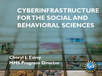 CYBERINFRASTRUCTURE FOR THE SOCIAL AND BEHAVIORAL SCIENCES Cheryl L Eavey MMS Program Director