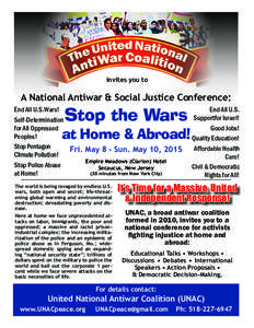 invites you to  A National Antiwar & Social Justice Conference: Stop the Wars