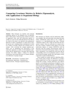 Evol Biol:336–350 DOIs11692TOOLS AND TECHNIQUES  Comparing Covariance Matrices by Relative Eigenanalysis,