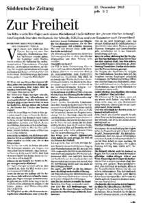 Süddeutsche Zeitung  12. Dezember 2015 p46 1/ 2  Süddeutsche Zeitung