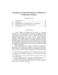 Imaginary Contradictions: A Reply to Professor Oleske Douglas Laycock* I. II.      III.   