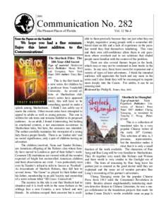 2008  Communication No. 282 The Pleasant Places of Florida From the Papers on the Sundial:
