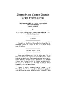 United States Court of Appeals for the Federal Circuit ______________________ CHICAGO BOARD OPTIONS EXCHANGE, INCORPORATED,