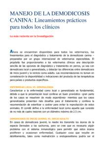 MANEJO DE LA DEMODICOSIS CANINA: Lineamientos prácticos para todos los clínicos Lo más reciente en la Investigación  Ahora