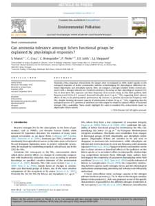 Can ammonia tolerance amongst lichen functional groups be explained by physiological responses?