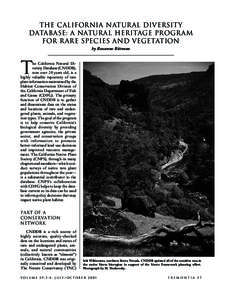 The California Natural Diversity Database: A Natural Heritage Program for Rare Species and Vegetation by Roxanne Bittman  T