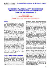 25TH INTERNATIONAL CONGRESS OF THE AERONAUTICAL SCIENCES  INCREASING AVIATION SAFETY BY ASSESSING