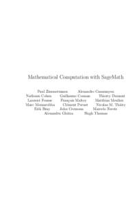 Mathematical Computation with SageMath Paul Zimmermann Alexandre Casamayou Nathann Cohen Guillaume Connan Thierry Dumont