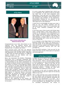 ATCA E-NEWS July 2009 ATCA News  It is with a great deal of sadness that I inform you