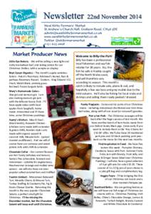 Newsletter  22nd November 2014 West Kirby Farmers’ Market St Andrew’s Church Hall, Graham Road, CH48 5DE