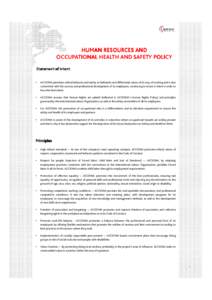 HUMAN RESOURCES AND OCCUPATIONAL HEALTH AND SAFETY POLICY Statement of intent •