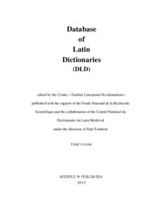 DLD – Dictionnaire latin-français des auteurs chrétiens, d’Albert Blaise, , revu et corrigé sous la direction de Paul