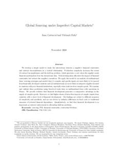 Global Sourcing under Imperfect Capital Markets∗ Juan Carluccio†and Thibault Fally‡ NovemberAbstract