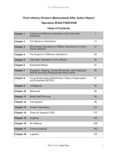 For Official Use Only  Third Infantry Division (Mechanized) After Action Report Operation IRAQI FREEDOM Table of Contents Chapter 1