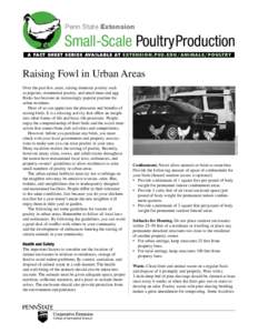 Penn State Extension  Small-Scale Poultry Production A FACT SHEET SERIES AVAILABLE AT EXTENSION.PSU.EDU/ANIMALS/POULTRY  Over the past few years, raising domestic poultry such
