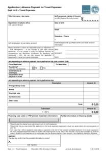 UoC Application Advance Payment of Travel Expenses